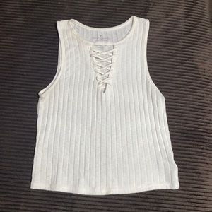 American Eagle White Knit Tank Top Sz LARGE